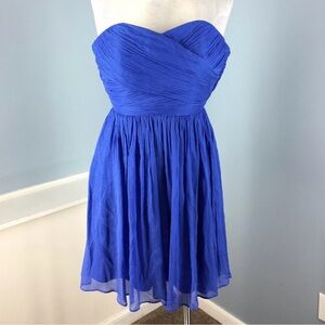J.Crew Strapless Cobalt Blue Pleated Cocktail Party Dress Size 2